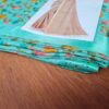 Sari indiano de tecido misto com viscose floral verde menta e coloridos