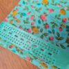 Sari indiano de tecido misto com viscose floral verde menta e coloridos