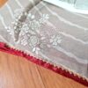 Sari indiano de viscose floral e linhas naturais em fendi rosé