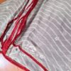 Sari indiano de viscose floral e linhas naturais em fendi rosé