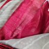 Sari indiano de viscose floral e linhas naturais em fendi rosé