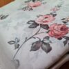 Sari indiano de seda mista estampa floral creme com barra perolada