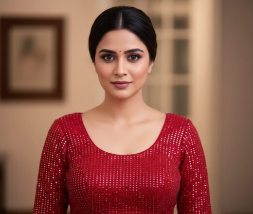 Choli para usar com Saree vermelha com lantejoulas douradas G