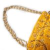 Bolsa indiana de festa de tecido amarelo bordado folhas e alça de pérolas