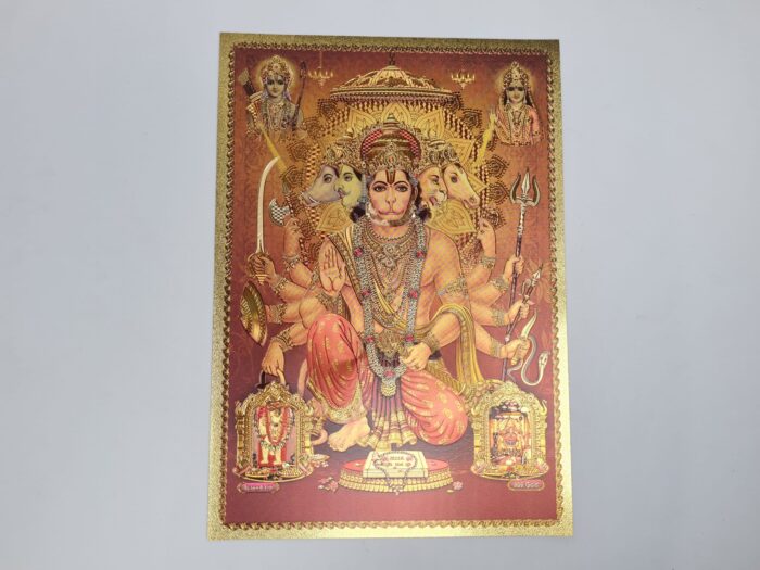 Folha laminada dourada para enquadrar Hanuman 5 faces