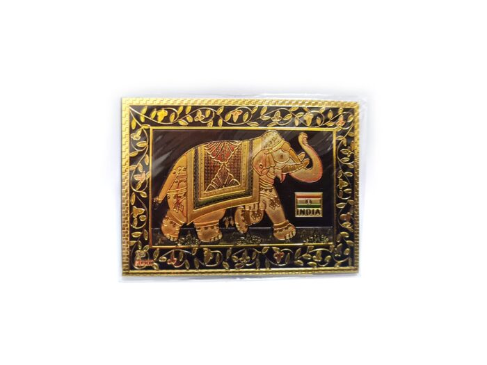 Ímã de geladeira dourado Elefante indiano preto e dourado