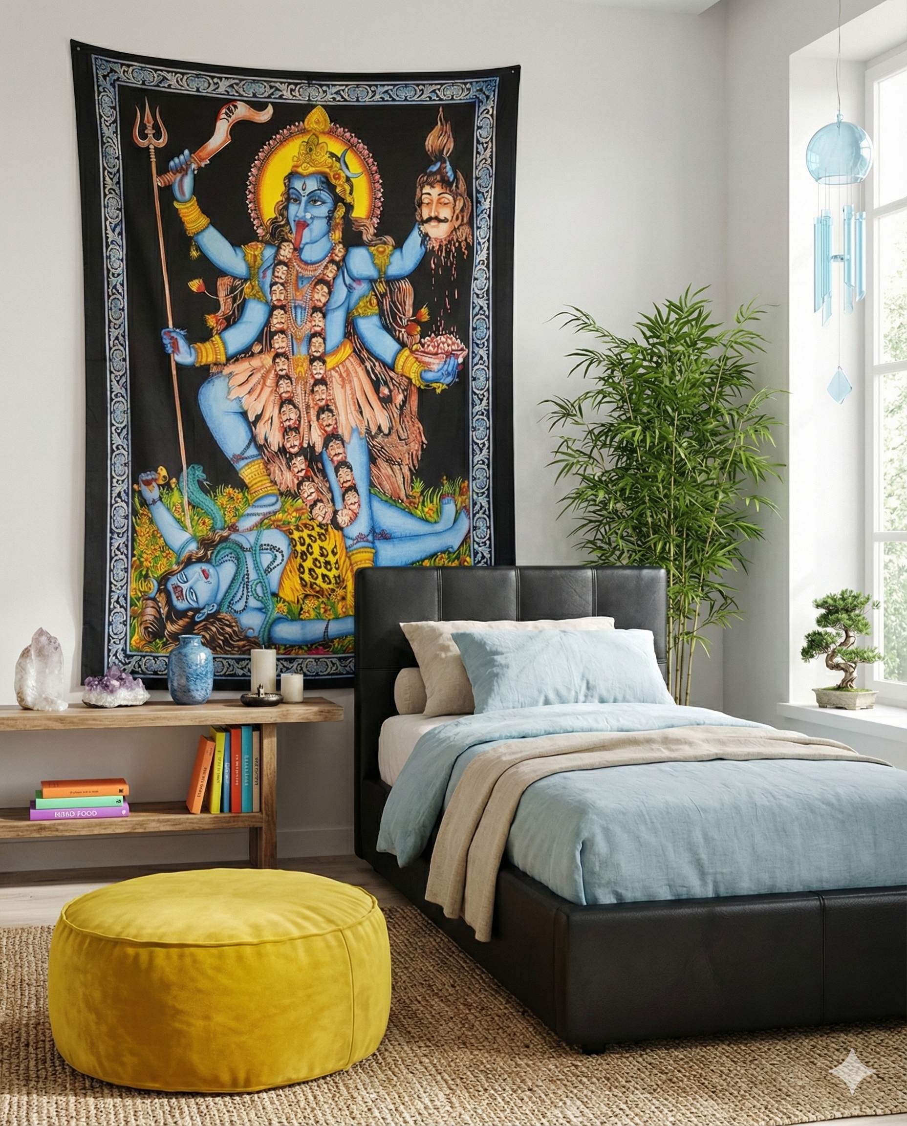 Panô de Kali decorando quarto de soleiro, como painel de parede, 2,10m