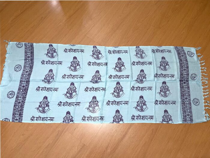 Chadar indiano (manto de oração) de Ganesha azul claro