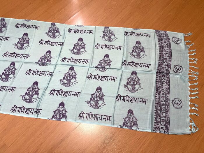 Chadar indiano (manto de oração) de Ganesha azul claro