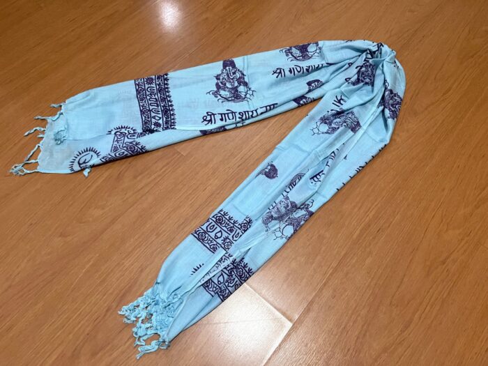 Chadar indiano (manto de oração) de Ganesha azul claro