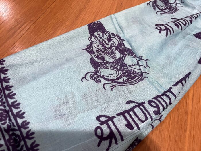 Chadar indiano (manto de oração) de Ganesha azul claro