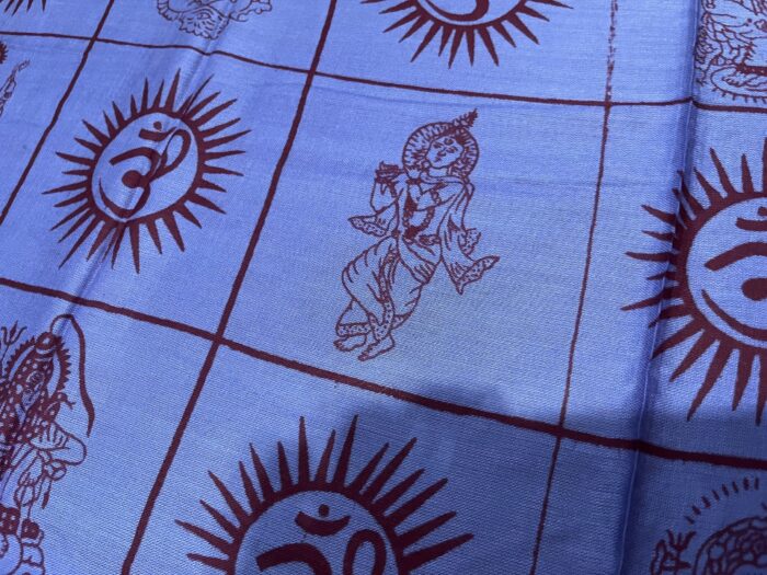 Chadar indiano (manto de oração) com 4 deuses hindus roxo