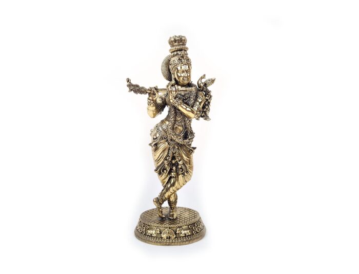 Estátua de Lord Krishna Venugopala em Metal Fine Art 19cm