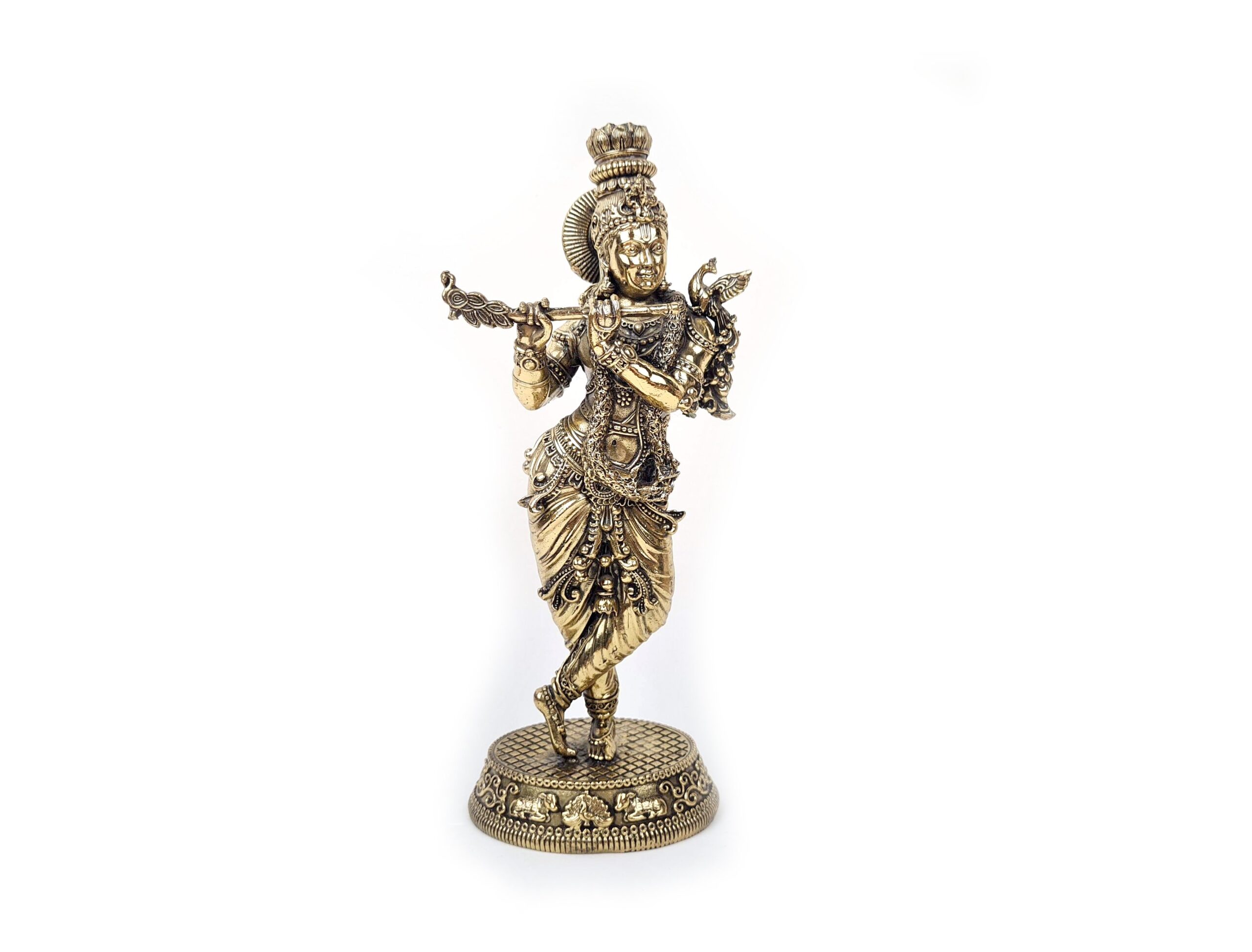 Estátua de Lord Krishna Venugopala em Metal Fine Art 19cm