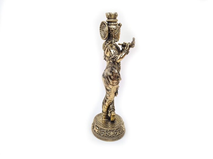 Estátua de Lord Krishna Venugopala em Metal Fine Art 19cm