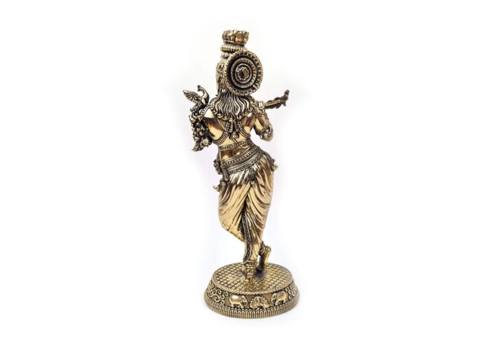 Estátua de Lord Krishna Venugopala em Metal Fine Art 19cm