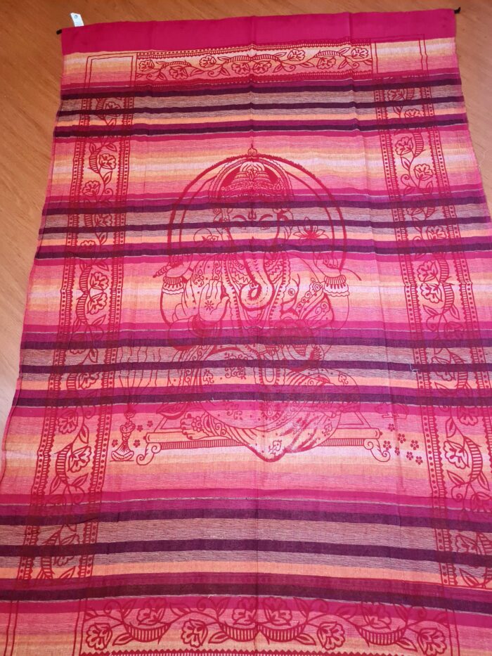 Panô indiano algodão estampa de Ganesha (215 cm x 140 cm) tons quentes