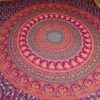 Panô indiano de algodão estampa de mandala uva, coral e verde 2,40m