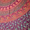 Panô indiano de algodão estampa de mandala uva, coral e verde 2,40m