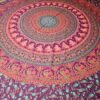 Panô indiano de algodão estampa de mandala uva, coral e verde 2,40m