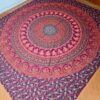 Panô indiano de algodão estampa de mandala uva, coral e verde 2,40m