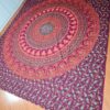 Panô indiano de algodão estampa de mandala uva, coral e verde 2,40m
