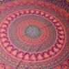Panô indiano de algodão estampa de mandala uva, coral e verde 2,40m
