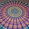 Panô indiano de algodão estampa de mandala marinho, coral e verde 2,40m