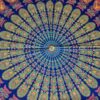 Panô indiano de algodão estampa de mandala marinho, coral e verde 2,40m