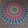 Panô indiano de algodão estampa de mandala marinho, coral e verde 2,40m