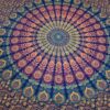 Panô indiano de algodão estampa de mandala marinho, coral e verde 2,40m