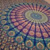 Panô indiano de algodão estampa de mandala marinho, coral e verde 2,40m
