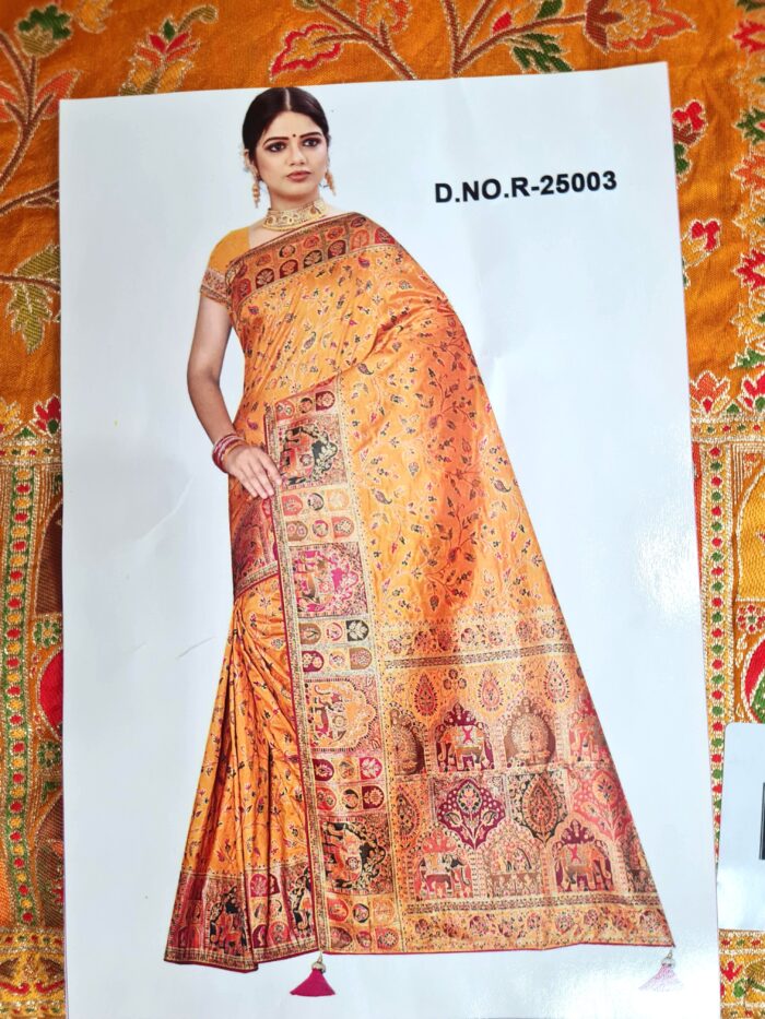 Saree Banarasi Art Silk de seda Imperial Girassol