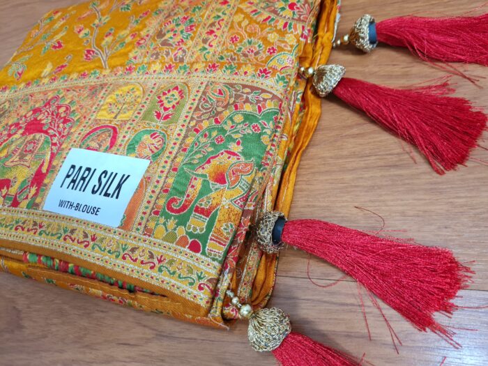 Saree Banarasi Art Silk de seda Imperial Girassol