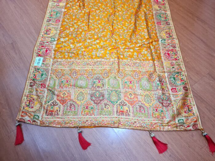 Saree Banarasi Art Silk de seda Imperial Girassol