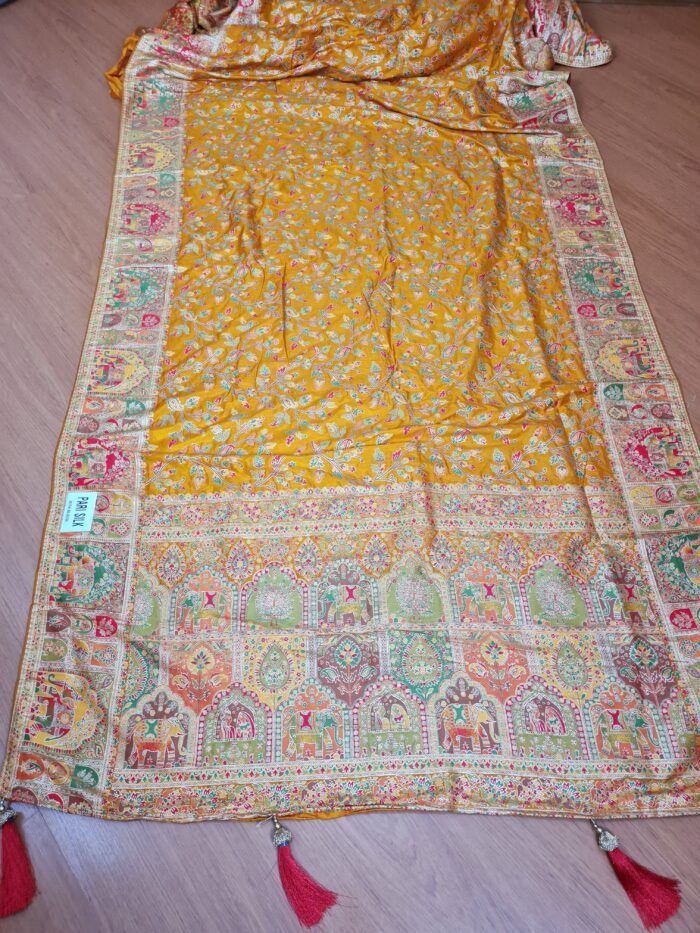 Saree Banarasi Art Silk de seda Imperial Girassol