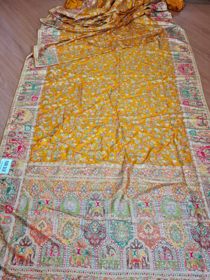 Saree Banarasi Art Silk de seda Imperial Girassol