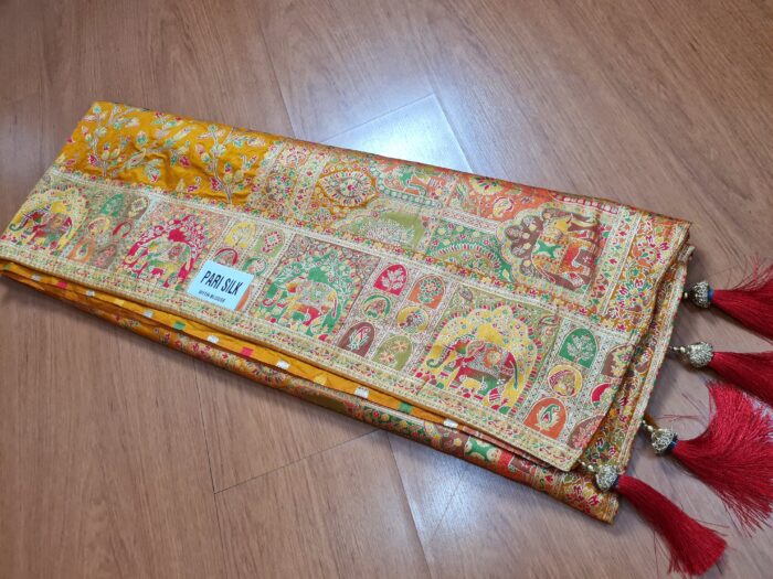 Saree Banarasi Art Silk de seda Imperial Girassol