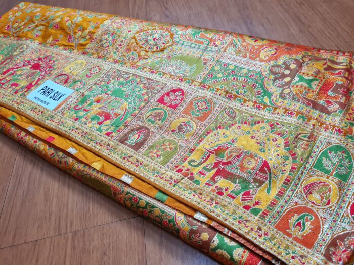 Saree Banarasi Art Silk de seda Imperial Girassol