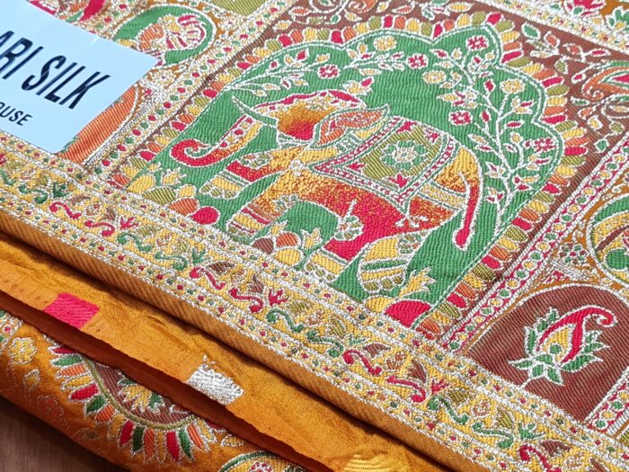 Saree Banarasi Art Silk de seda Imperial Girassol