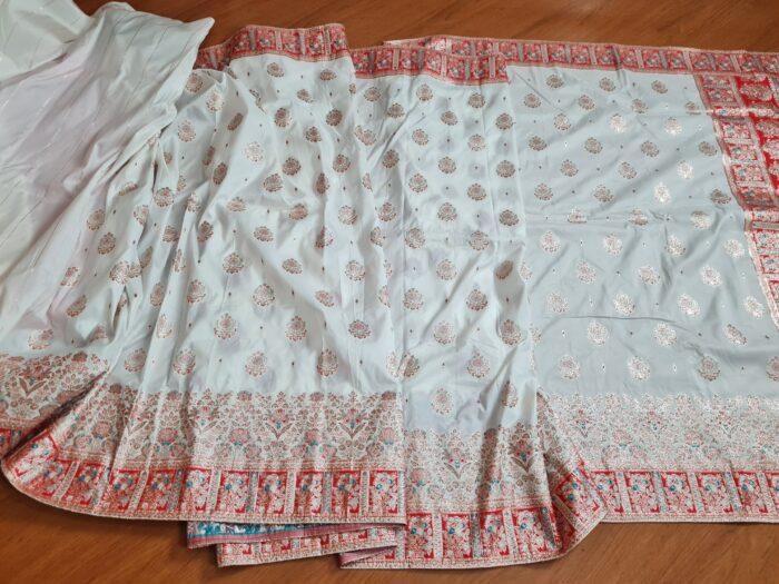 20260203_170532 Saree Banarasi Art Silk de seda branco e color modelo Sweta Amritá