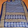 Saree indiano de tecido misto viscose e seda marinho e dourado
