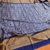Saree indiano de tecido misto viscose e seda marinho e dourado