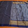 Saree indiano de tecido misto viscose e seda marinho e dourado