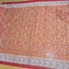 Sari indiano com estampa de arabescos Tie Dye laranja e vermelho