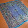 Lenço indiano de seda pura quadrado estampado azul e color