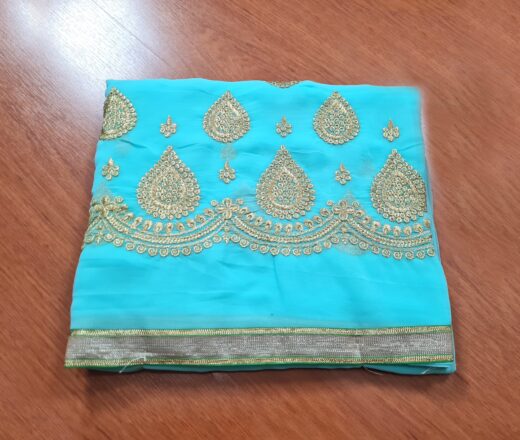 Saree verde água com dourado para festas modelo Nilaya