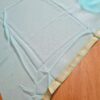 Saree indiano de crepe de seda verde água com dourado modelo Nilaya