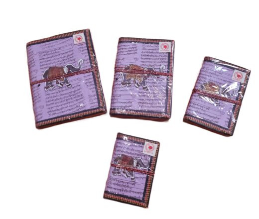 Cadernos indianos artesanais pintados a mão Elefante lilás