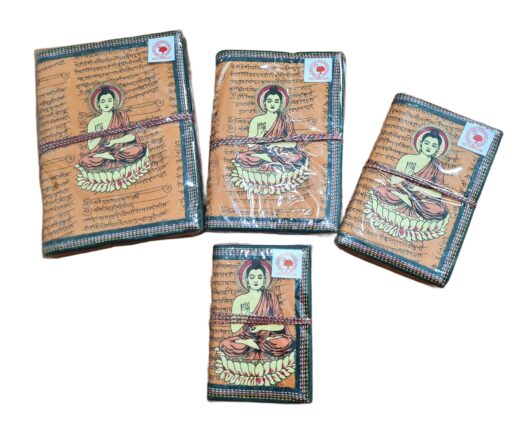 Cadernos indianos artesanais pintados a mão Buda laranja